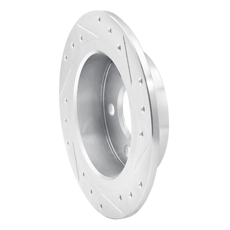 Mini Cooper Brake Rotor (1) - Rear Left - R1 Concepts - Drilled & Slotted - Silver - `14-`24